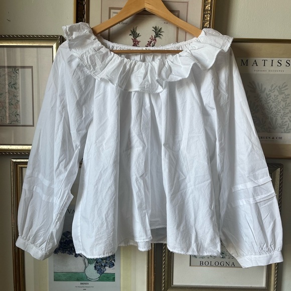 Wilfred Aritzia Verbena Poplin White Frill Collar Long Sleeve Top Blouse XS - Picture 5 of 13